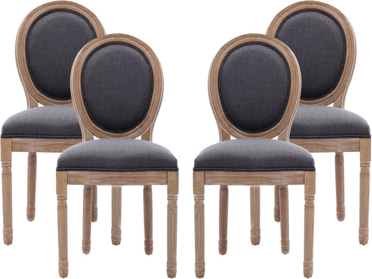 French Country Dining Chairs Set of 4, Farmhouse Dining Chairs, Wood round Back Dining Room Chair, for Dining Room/Living Room/Bedroom