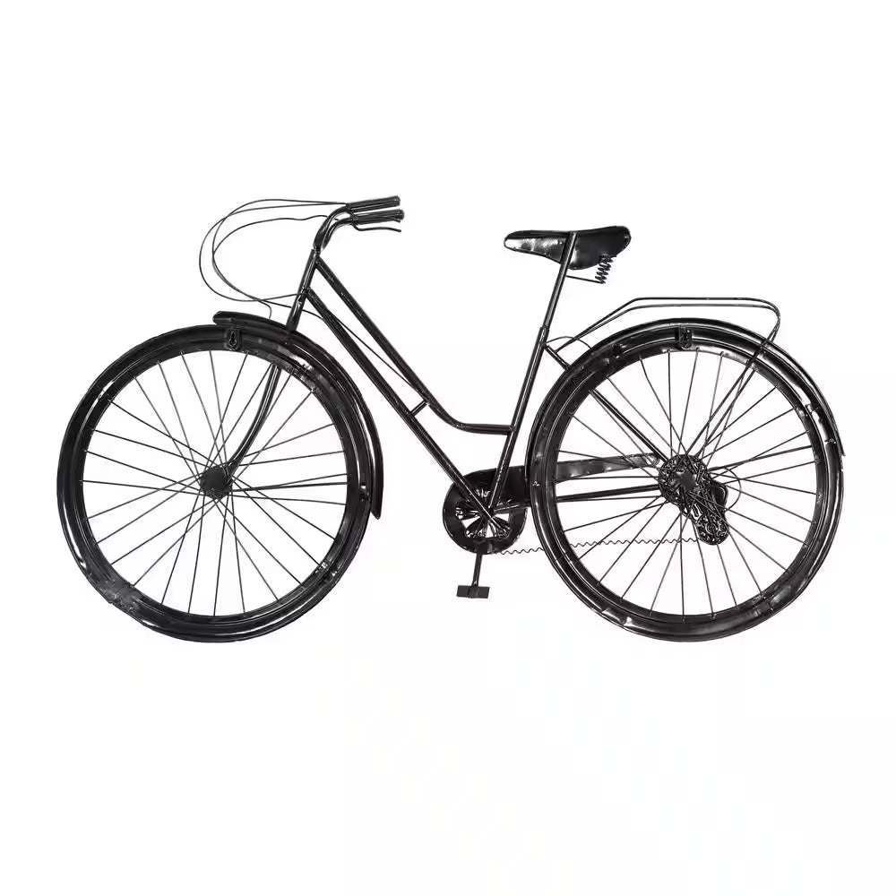 38 In. X 22 In. Metal Red Bike Wall Decor with Seat and Handles
