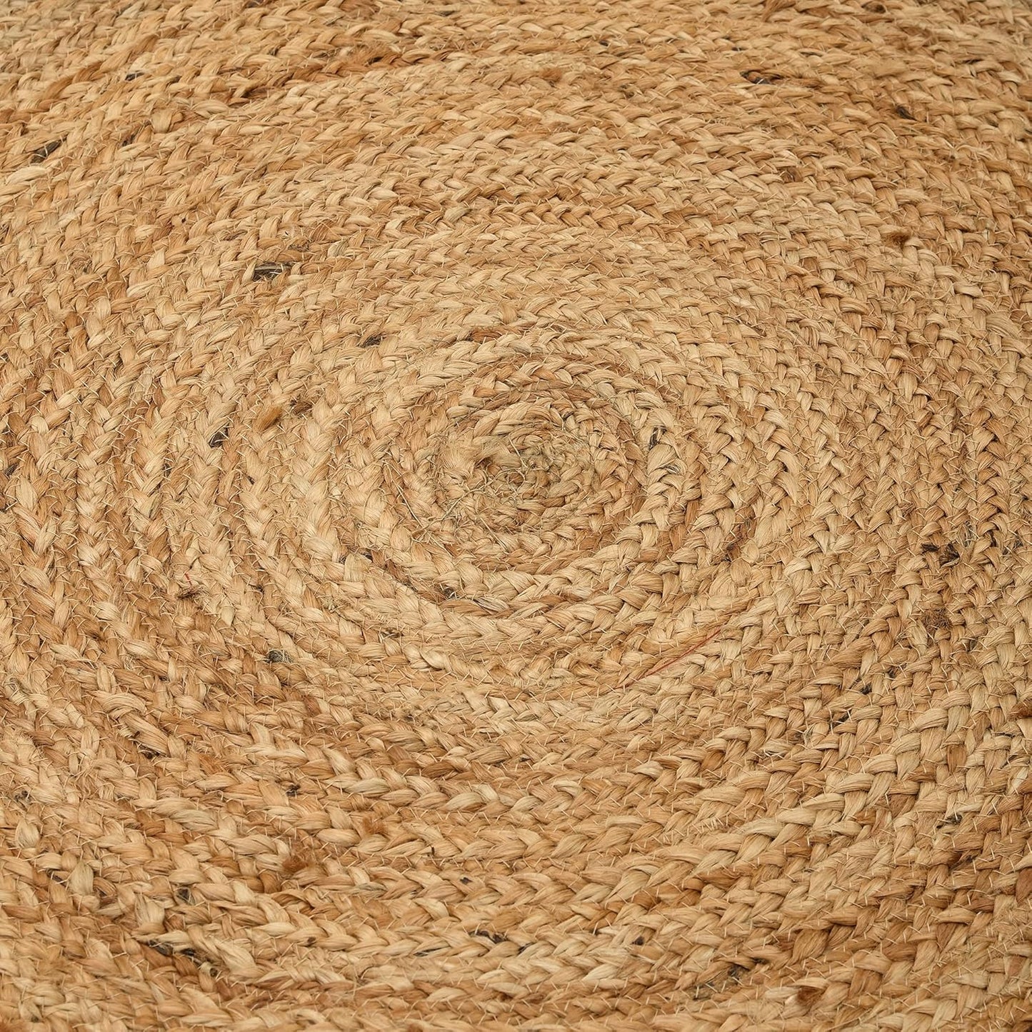 Handwoven Jute Area Rug, Natural Yarn, Rustic Vintage Braided Reversible Rug, Eco Friendly (6 Feet, Round)