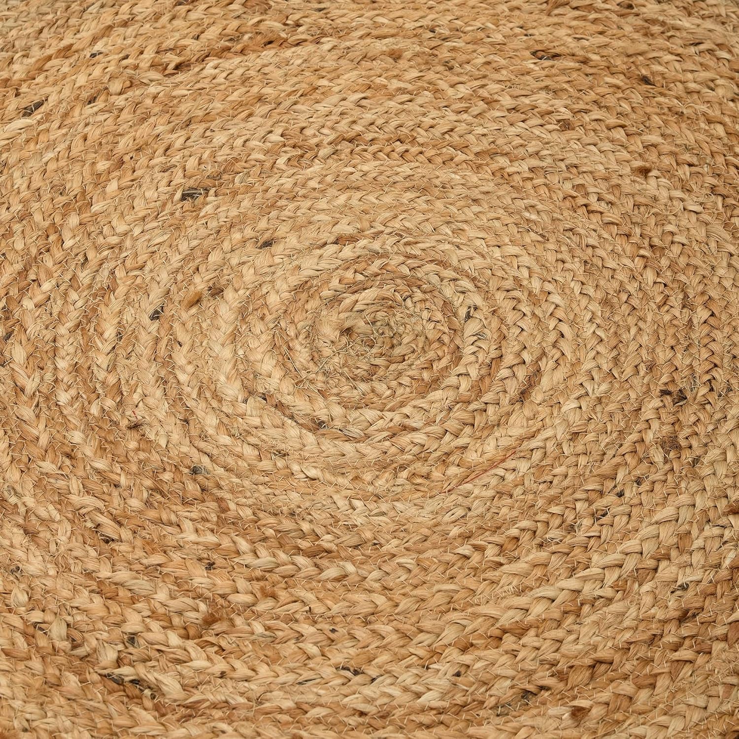 Handwoven Jute Area Rug, Natural Yarn, Rustic Vintage Braided Reversible Rug, Eco Friendly (6 Feet, Round)