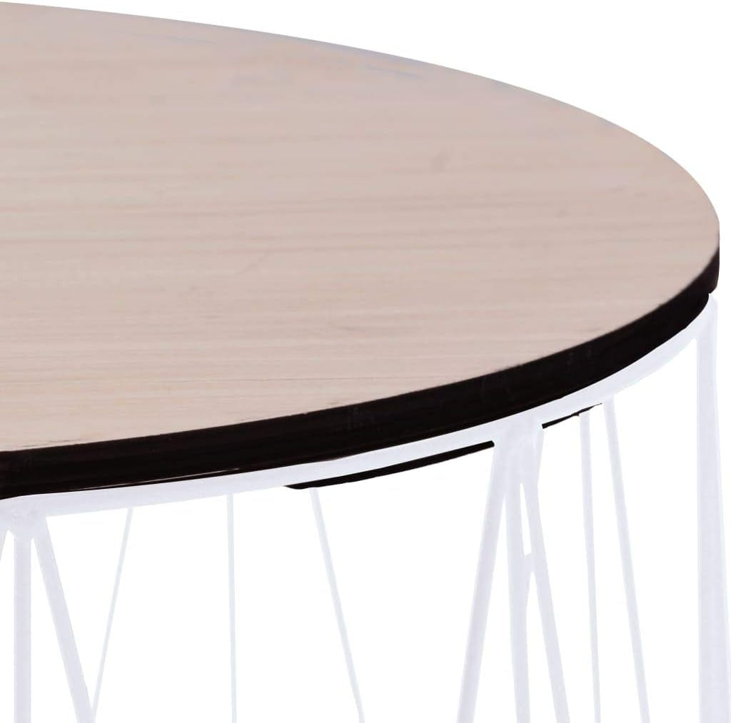 Set of 2 Coffee Table MDF Cover up and Metal Frame Endside Tables for Home,Living Room Home Furniture Home Decor White