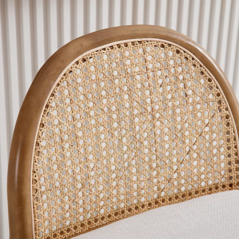 Emington Modern Stools with Rattan Backrests and Wood Frame