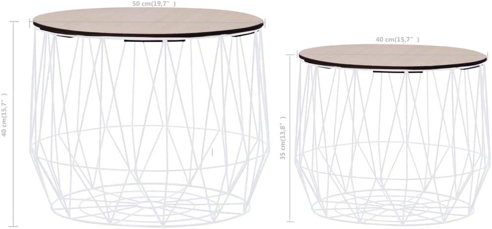 Set of 2 Coffee Table MDF Cover up and Metal Frame Endside Tables for Home,Living Room Home Furniture Home Decor White