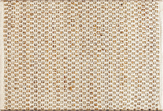 Jute Cotton Rug 2X3 Feet (24X36 Inches) Hand Woven by Skilled Artisans, Farmhouse Style, for Any Room of Your Home Décor – Honeycomb Weave Construction - Natural Jute Cotton Rug