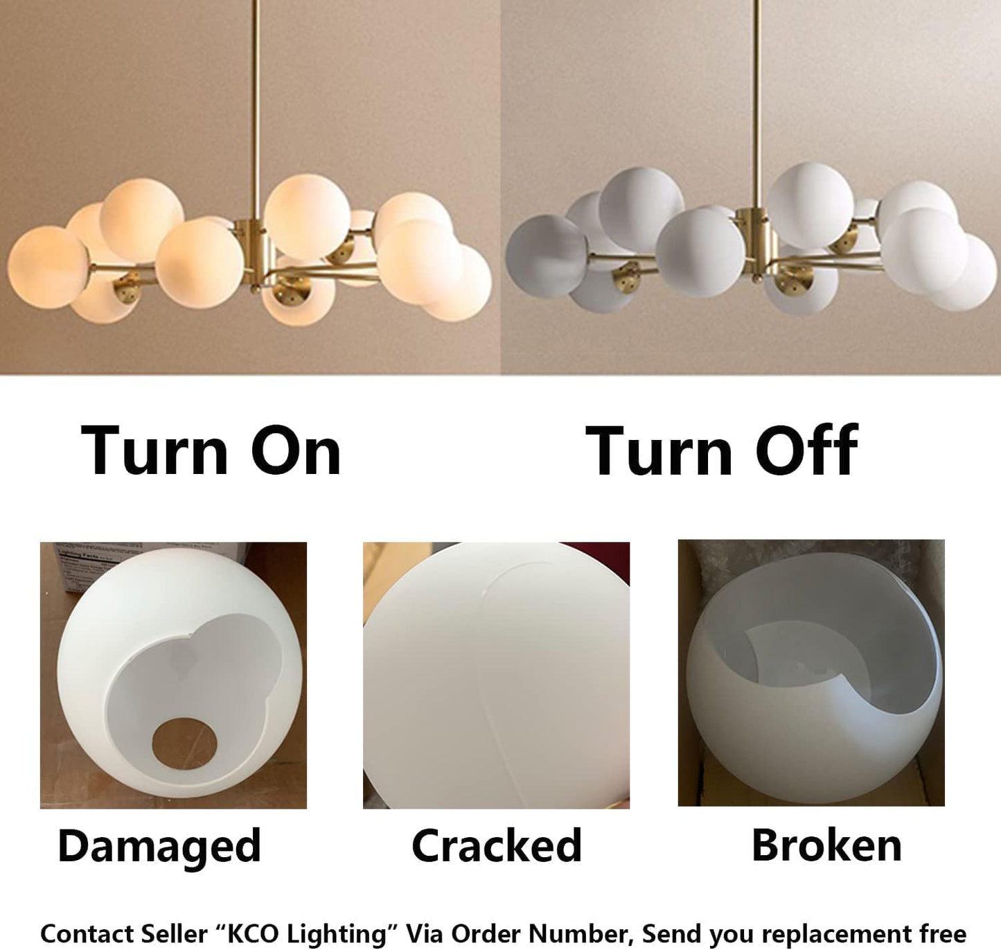 Lighting 12-Light Glass Globe Sputnik Chandelier Light Fixture Mid Century Modern Chandeliers Brushed Brass Chandelier Milk White Glass Ceiling Light Fixture (Gold+White)