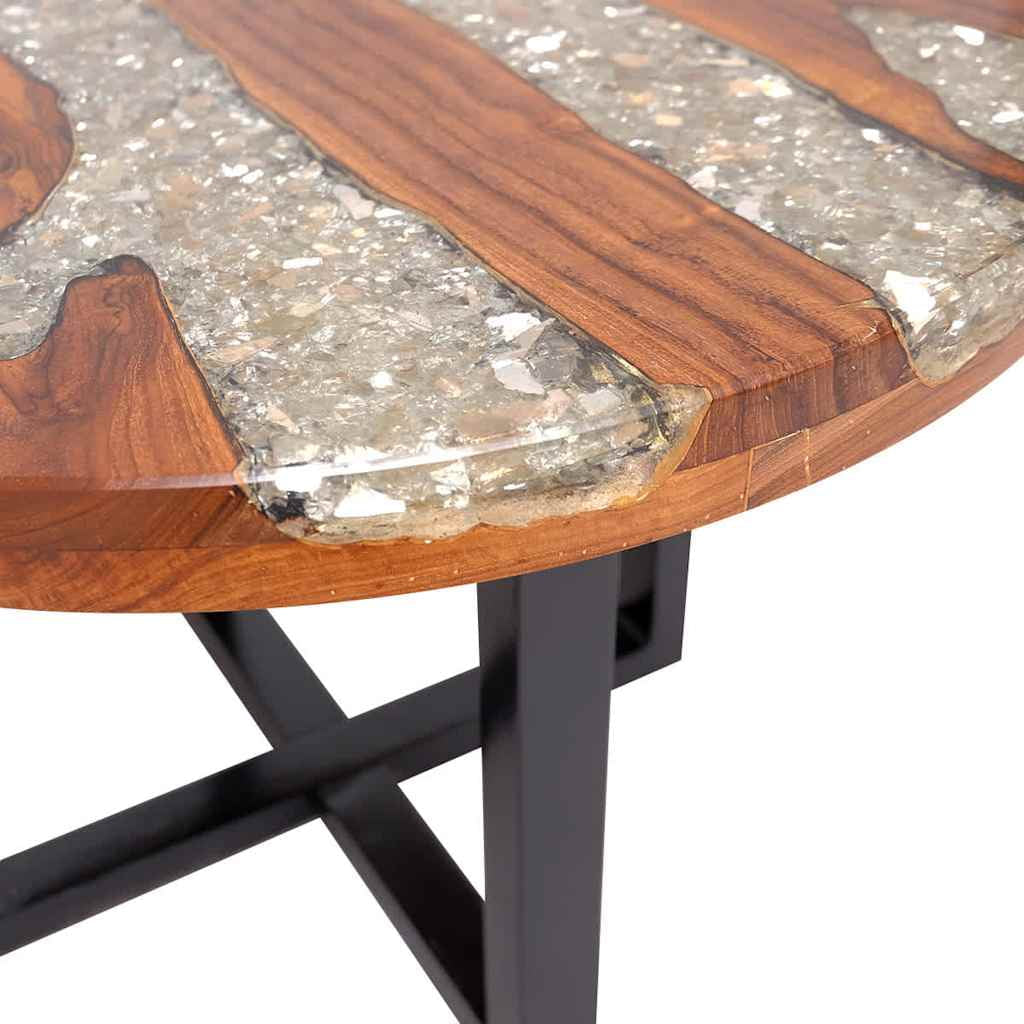 Coffee Table with Lacquer Finish, Handmade, 23.6''Φ X15.8'', Solid Teak Wood, Multicolor