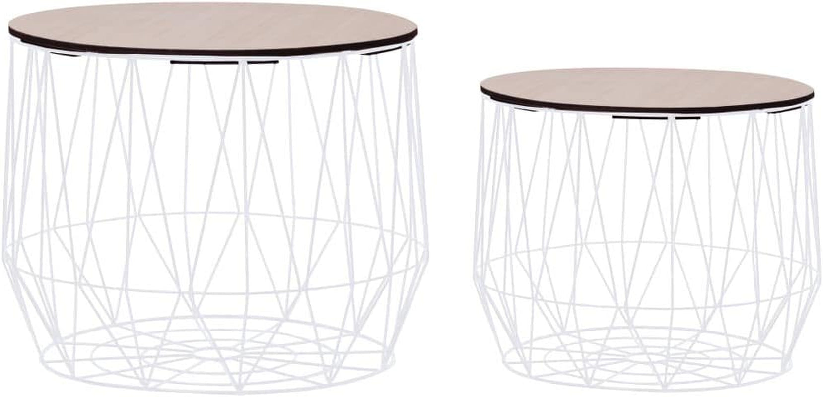 Set of 2 Coffee Table MDF Cover up and Metal Frame Endside Tables for Home,Living Room Home Furniture Home Decor White