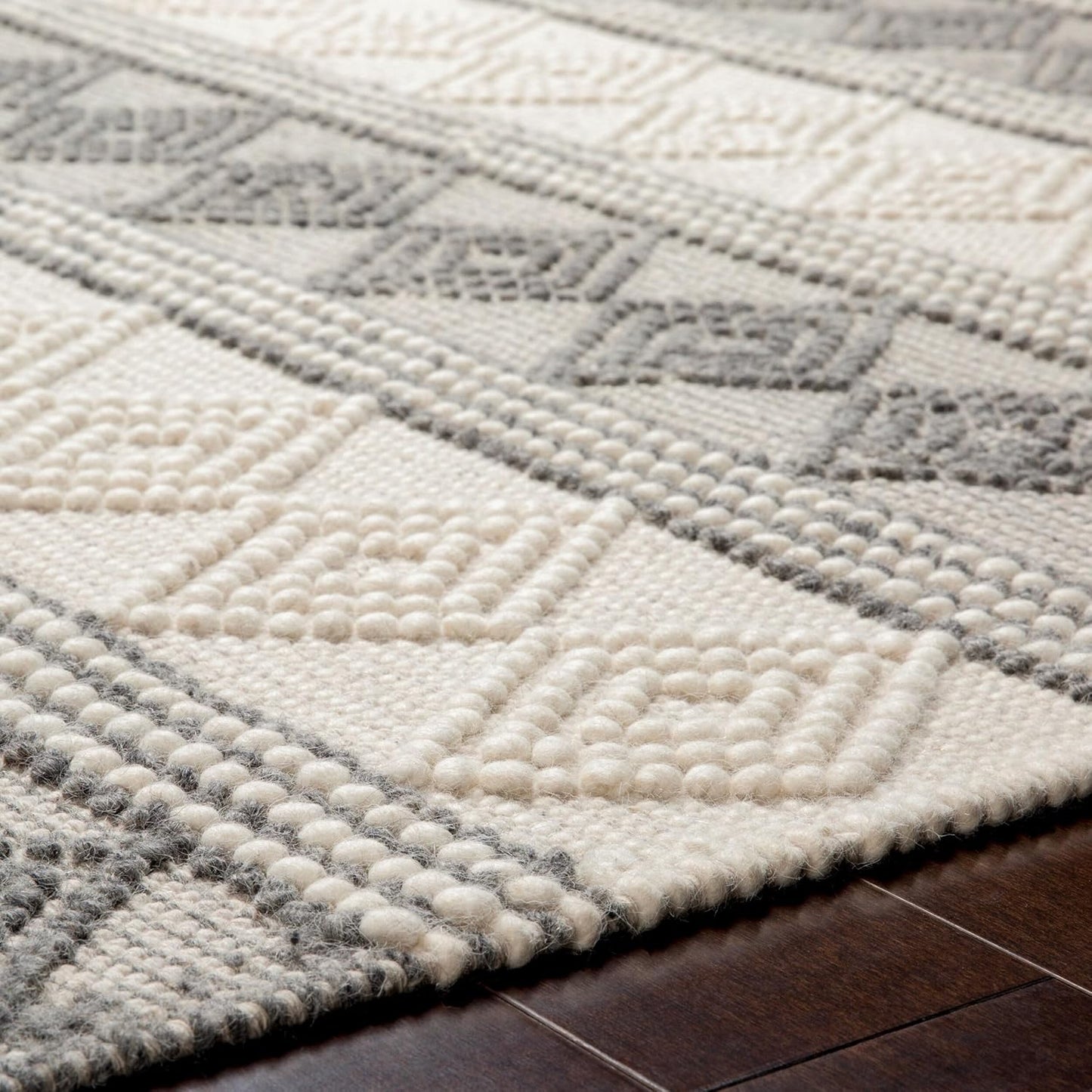 Mark&Day Wool Rugs, 2X8 Colville Cottage Charcoal Runner Area Rug, Grey White Carpet for Hallway, Kitchen, Bedroom or Living Room (2'6" X 8' Runner)